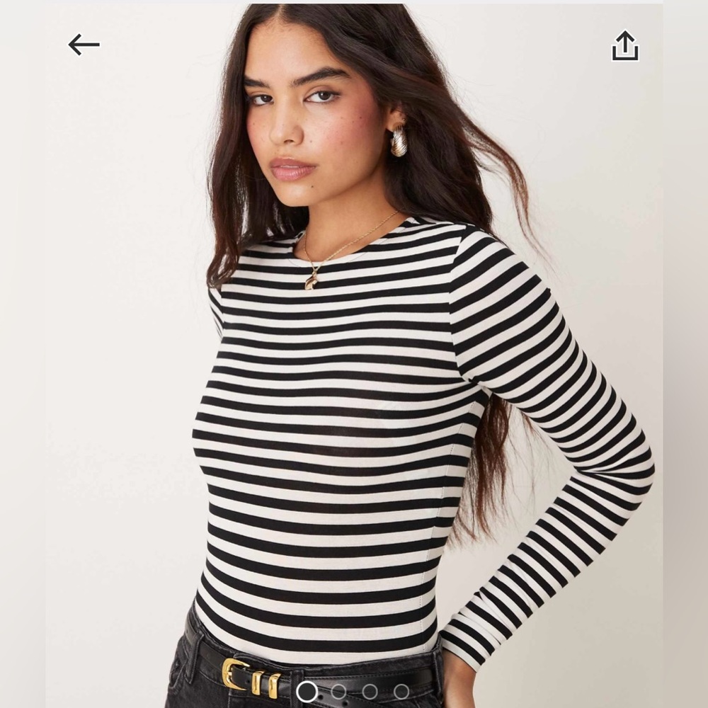 Miss Selfridge Black and White Striped Bodysuit